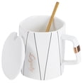 thumbnail image 4 of Taza original octogonal de cerámica para café o oficina, con tapa de cuchara, regalo para pareja, para amigos. Tipo A, 4 of 14