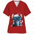 thumbnail image 4 of Uniforme de enfermera con estampado de Disney Stitch, uniforme de enfermera para mujer, cuello en V, uniforme clínico, hospital, atención médica, spa, camiseta, blusa, 4 of 5