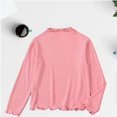 thumbnail image 4 of LIJCC Women's Crew Neck Lightweight Cotton Solid Color Long Sleeve T-Shirts Plus Size Ruffled Mock Neck Shirts with Lettuce Edge Neckline Cute Elegant Regular Tee, 4 of 4