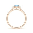 thumbnail image 2 of Angara Natural 0.72 Ct. Aquamarine with Diamond Halo Ring in 14K Rose Gold for Women (Ring Size: 11.5), 2 of 9