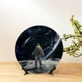 thumbnail image 6 of Wukai Astronaut Standing In The Moon Print Decorative Plate for Display,Bone China Decorative Plate, Ceramic Dinner Plate with Stand, Vertical Ceramic Plate-7in, 6 of 6