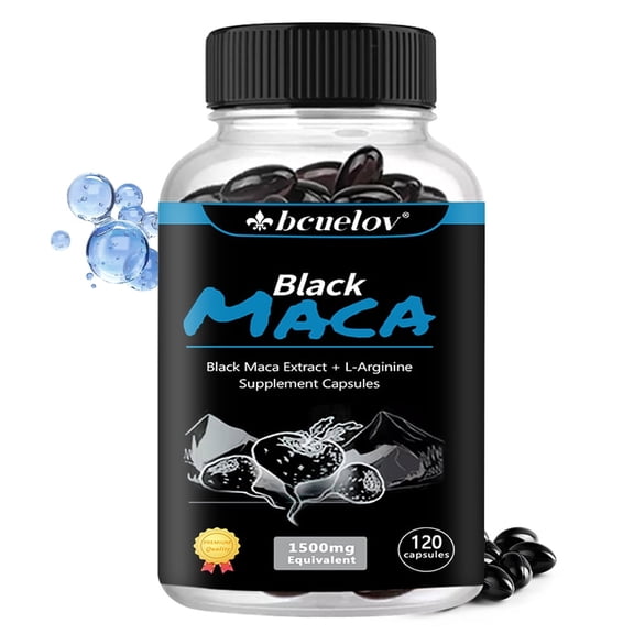 Black Maca Softgels -  with Maca, Arginine, Black Pepper - Supports Vitality and Health - 120 Softgels