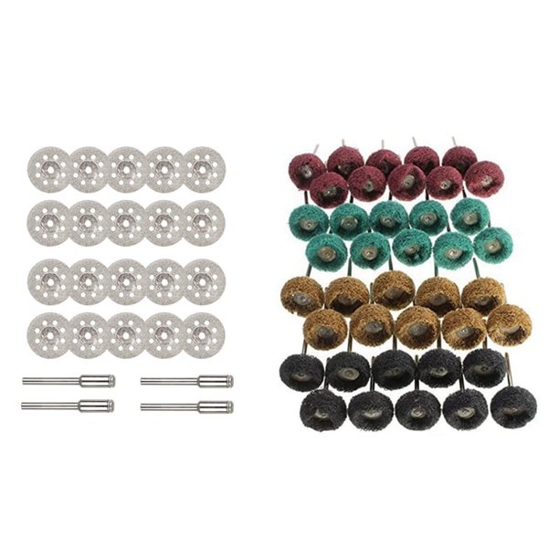 1 juego de discos de corte de diamante de 22 mm con 4 mandriles de 3 mm y 1 juego de ruedas abrasivas para pulir de 1 pulgada