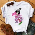 thumbnail image 1 of T-shirt Femme Imprimé Mode Fleur Papillon Manches Courtes Décontracté Haut Graphique, 1 of 7