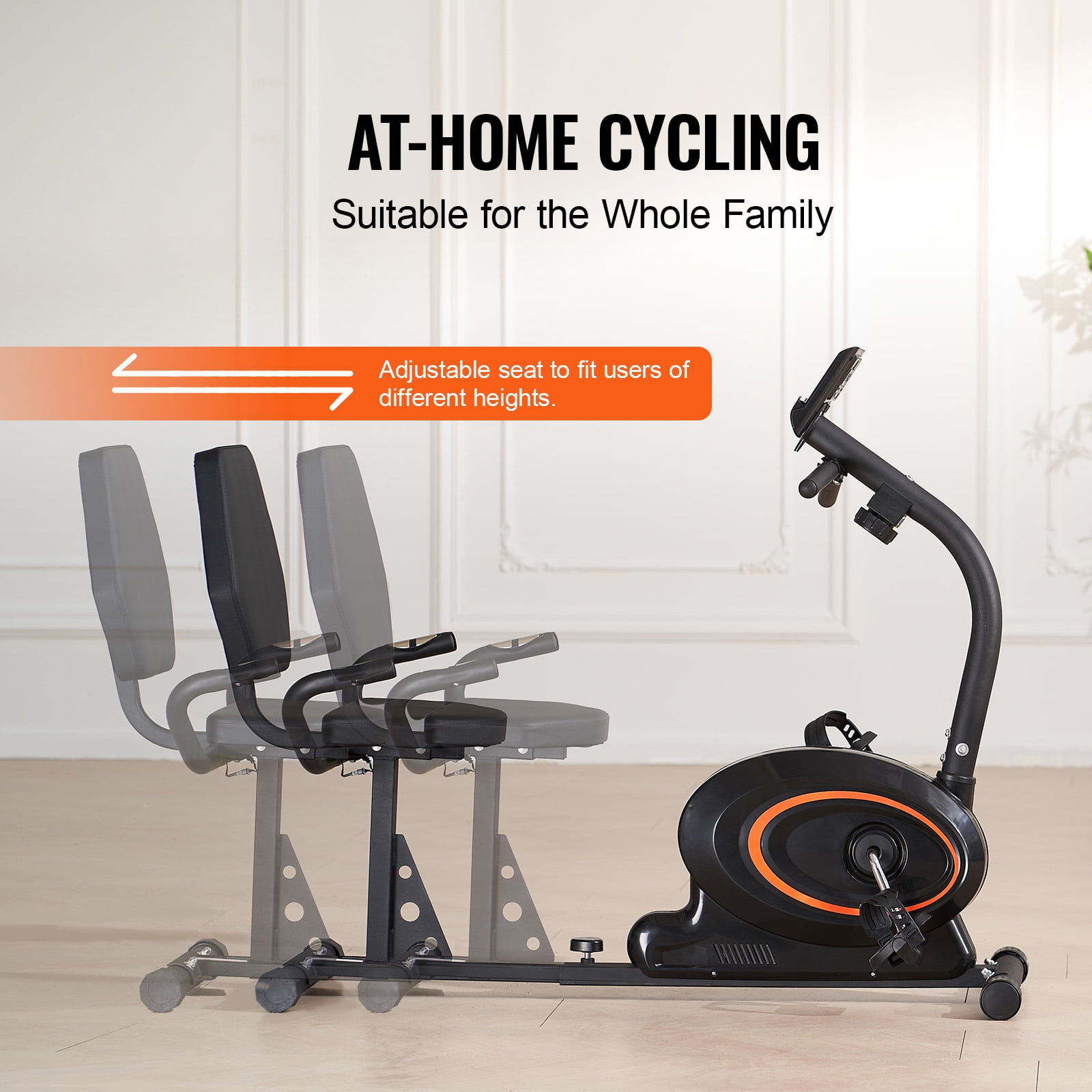 KFFKFF Stationary Recumbent Exercise Bike, Designed for Adults and Seniors, Customizable Magnetic Resistance, Home Fitness Bike with Cushioned Seat, LCD Display, and Robust Flywheel