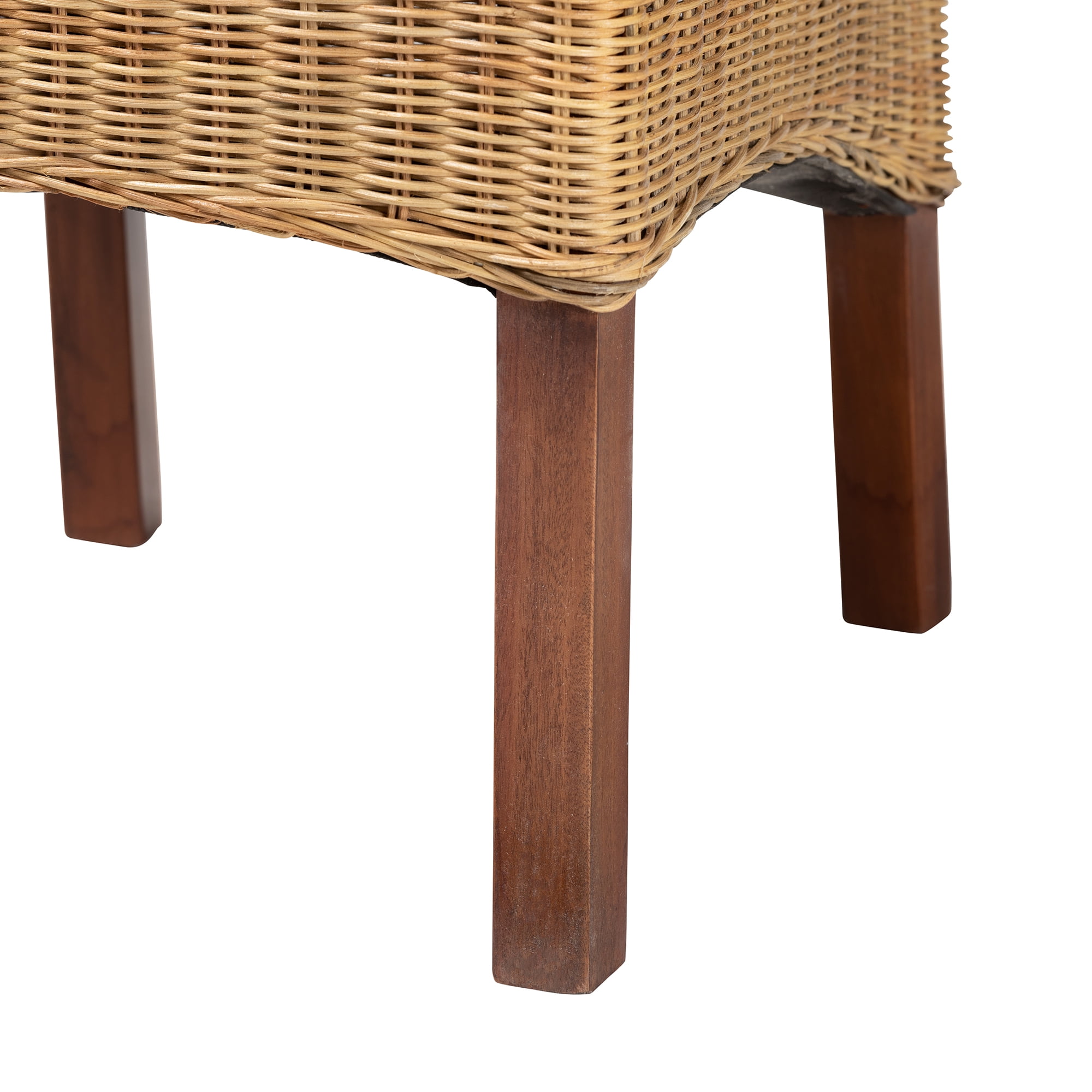 bali & pari Shamara Rattan and Mahogany wood BOHO Dining Chair, Natural Brown