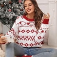 thumbnail image 5 of Women's Crew Neck Christmas Sheep Fair Isle Knit Sweater for Holiday Party Daily Wear, 5 of 7