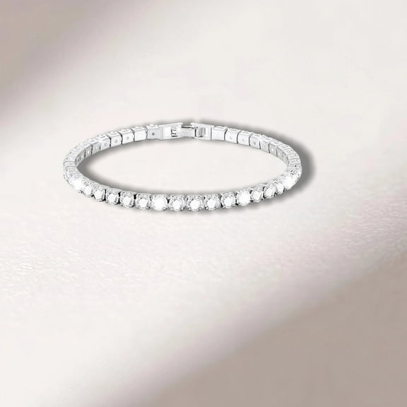 Midir&Etain Tennis Bracelet 18k White Gold Plated Tennis Bracelet with Simulated Diamonds Gift Classic Christmas Birthday Valentine'S Day Gift For Women And Her/Wife/Mom (7Inch)