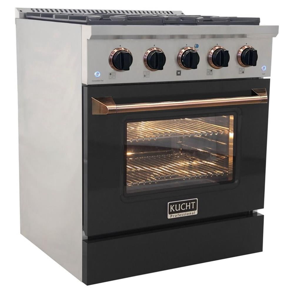 Pemberly Row 30" Stainless Steel Propane Gas Range in Gold/Black/Silver