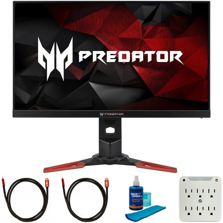 Acer UM.HX1AA.A01 Predator XB271HU Abmiprz 27 inch TN WQHD Gaming Monitor Bundle with 2x 6FT Universal 4K HDMI 2.0 Cable, Universal Screen Cleaner and 6-Outlet Surge Adapter