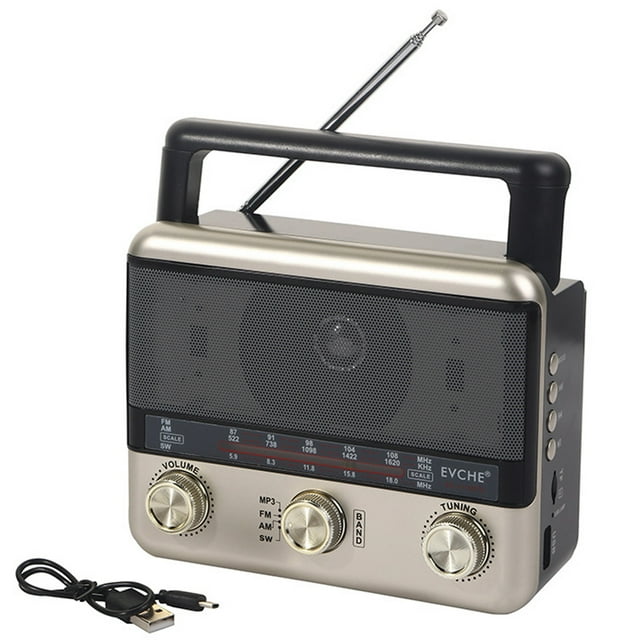 Radio solar multifuncional, radio retro, radio AM FM portátil con altavoz Bluetooth, radio solar recargable, reproductor de disco USB con tarjeta TF, perilla de sintonización grande para el hogar,