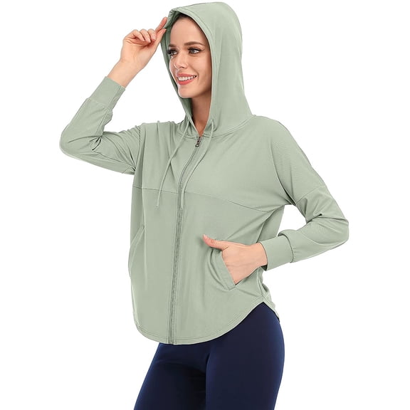 Women's Jacket Lightweight Full Zip Hoodie with Pockets Sports Outdoor UPF 50 