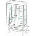 thumbnail image 3 of CKEASEAN 52" Lighted Accent Curio Cabinet with 2 Glass Doors & 1 Drawer, 3-Tier Antique Cabinet with Tempered Glass Adjustable Shelves & Drawer, Storage Display Case for Living Room, Bedroom,Office, 3 of 10