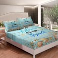 thumbnail image 4 of YST Hawaii Beach Bed Sheets Set Starfish Seashell Queen Size Sheet Sets, Tropical Beach Theme Sheets Coastal Lodge Cabin Bed Set, Teal Blue Farmhouse Flat Sheet 4pcs, 4 of 5