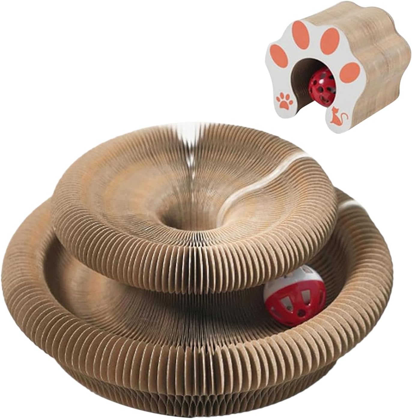 Magnetic Magic Organ Cat Scratcher Toy Extra Thick Large Connectable Cardboard Scratching Board-with-Bell Ball Interactive Enrichment Toy for Indoor Cats Kittens