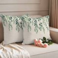 thumbnail image 2 of Spring Leaf Pillow Covers 2 Pack Country Watercolor Green Eucalyptus Leaves Rustic Linen Texture Pillowcase Waterproof Outdoor Throw Pillow Cover for Patio Garden Square Cushion 16”x16”, 2 of 9