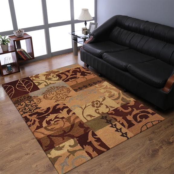 Rugsotic Carpets Hand Tufted Wool Eco-Friendly 3'x5' Area Rugs Rectangle Multicolor Floral Modern High Pile Thick Handmade Anti Skid Indoor Rug for Living Room, Bedroom K00505