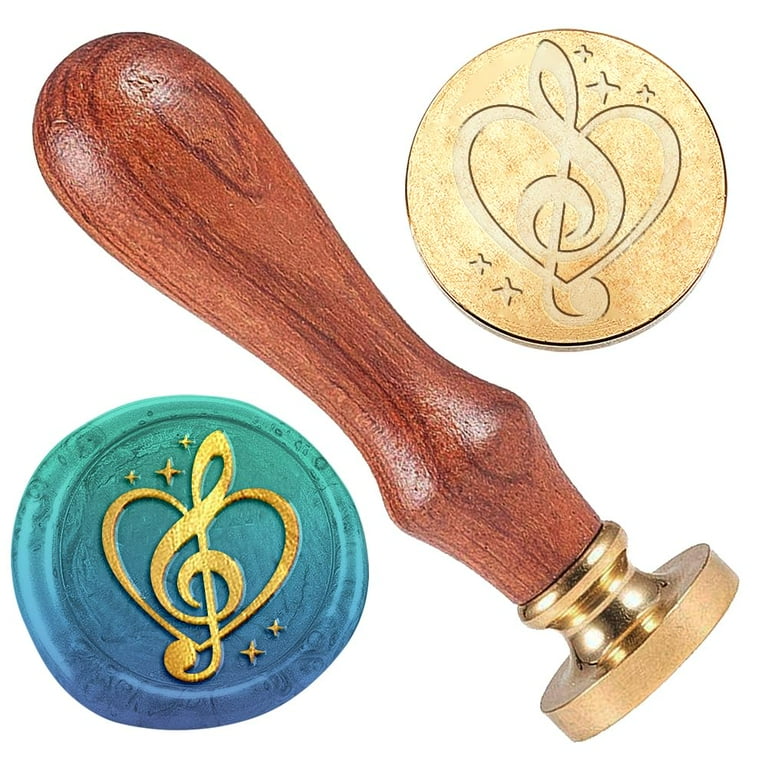 DELORIGIN Book Teacup Flowers Wax Sealing Stamp, 1" Brass Wax Seal Stamp Head With Wooden Handle Vintage Flower Wax Stamp For Invitation Cards Gift Wrapping Envelopes Wine Package Decoration