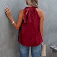 thumbnail image 3 of Crop Tops d'Été pour Femmes Col Rond Sans Manches Ajusté Couleur Unie Imprimé Léopard Tee Tops, 3 of 5