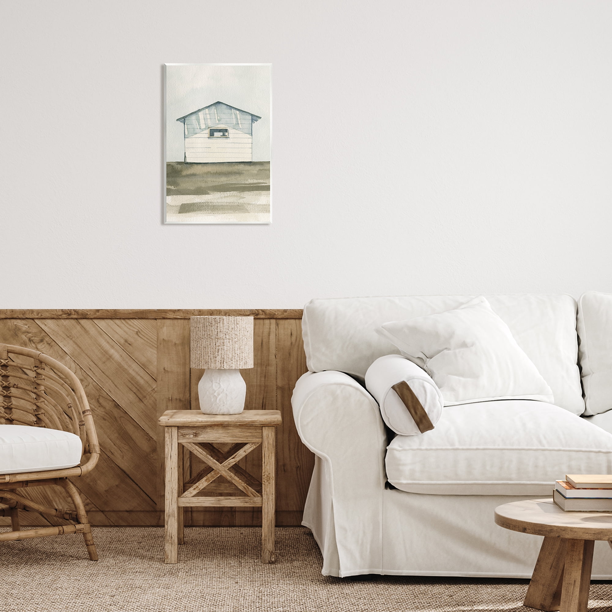 Stupell Quiet Cabin Rural Watercolor Landscape Painting Wall Plaque Unframed Art Print Wall Art