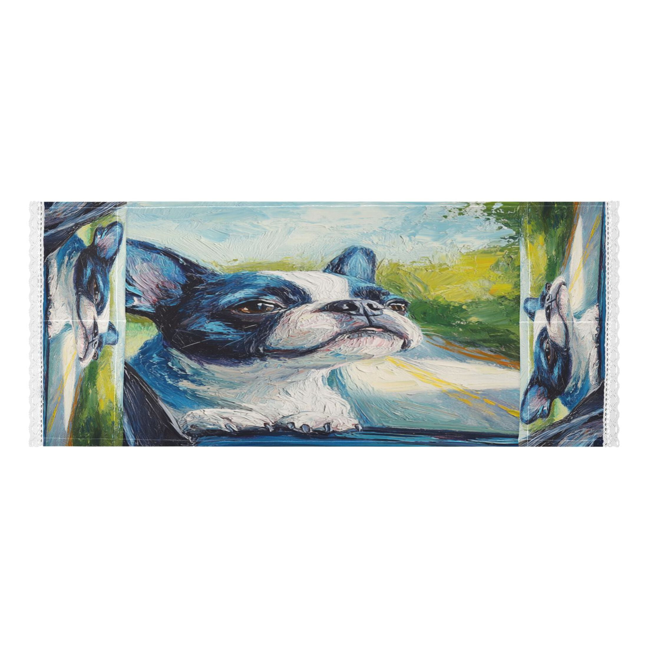 Lovely Boston TerrierWasher and Dryer Covers Dust-Proof and Oil Resistant Fridge Cover with 4 Storage Pockets Washing Machine Top Cover for Laundry Kitchen Home 51.2 x 22 In