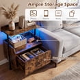 thumbnail image 3 of Giantex Nightstand w/LED Lights & Charging Station, Bedside Table w/Storage Shelves, Brown, 3 of 8