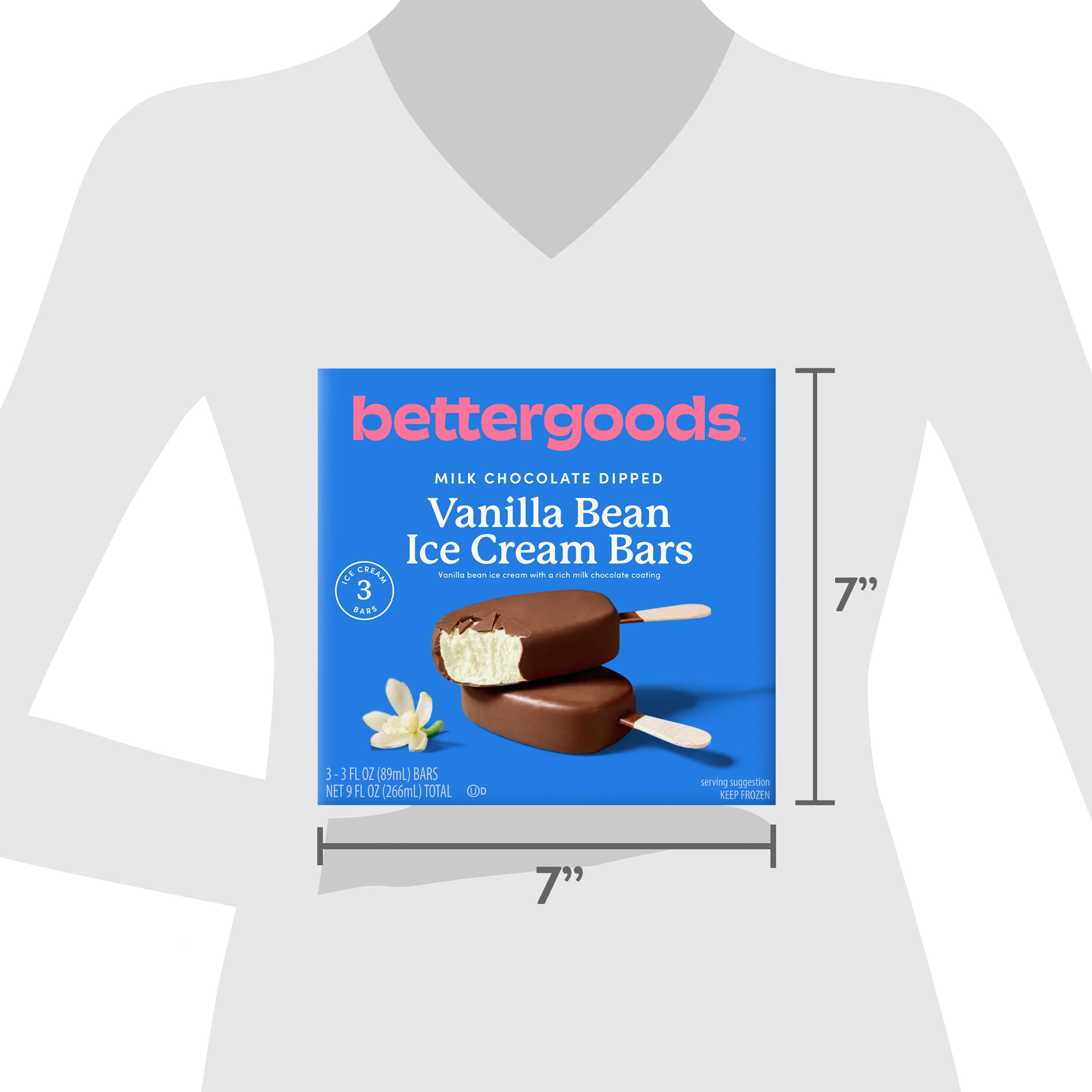 bettergoods Milk Chocolate Dipped Vanilla Bean Ice Cream Bars, 3 fl oz, 3 Pack