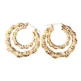 thumbnail image 2 of SmartBy 1 Pair Exaggerated Women Ear Hoop Hollow Out Polished Bamboo Joint Alloy Electroplated Ear Decoration Jewelry Lady Prom Party Hanging Earring, 2 of 7