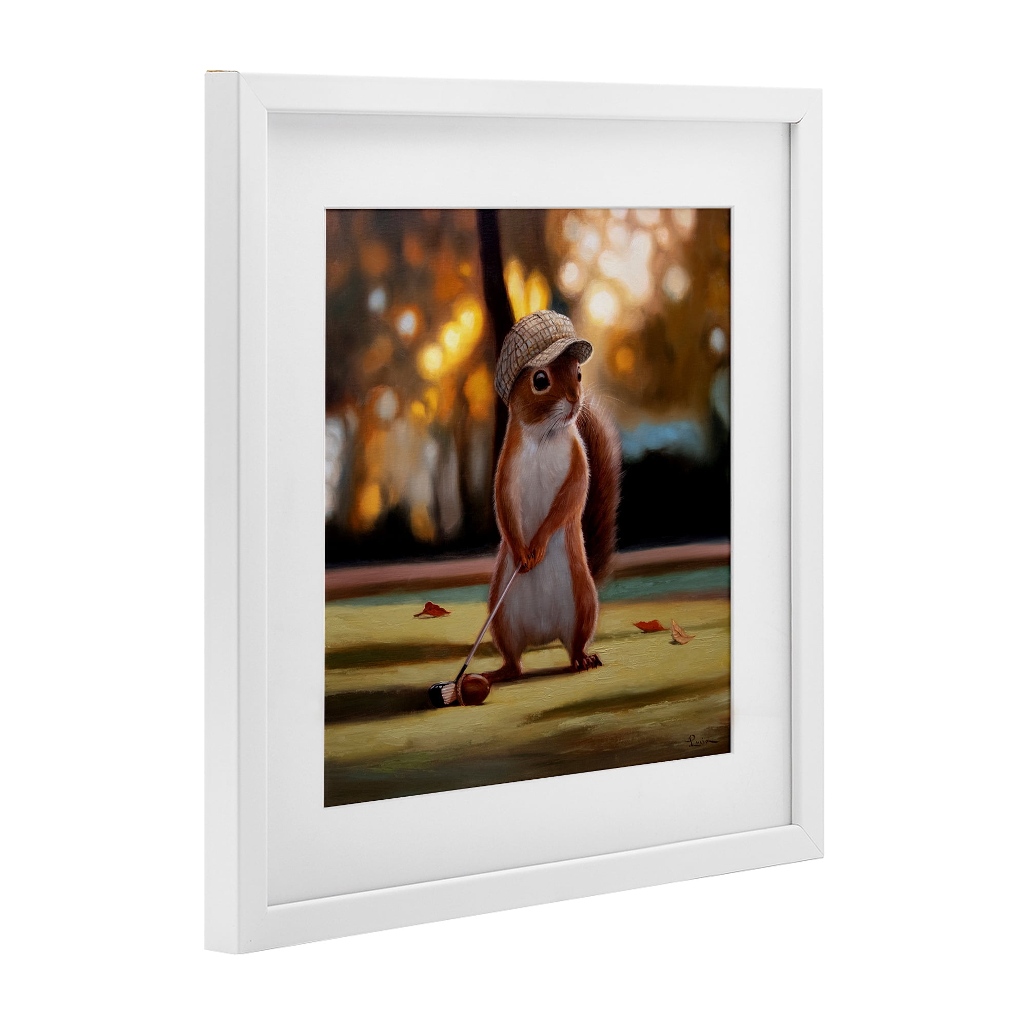 Stupell Industries Golf Nut Squirrel White Framed Print Under Glass, design by Lucia Heffernan