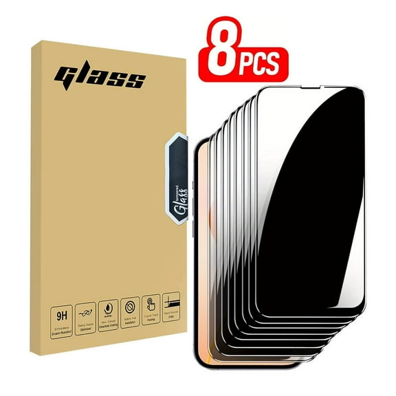 8 Pack Privacy Screen Protector for iPhone 16 Pro Anti Scratch Full Coverage Film 9H Hardness Anti Spy Private Tempered Glass