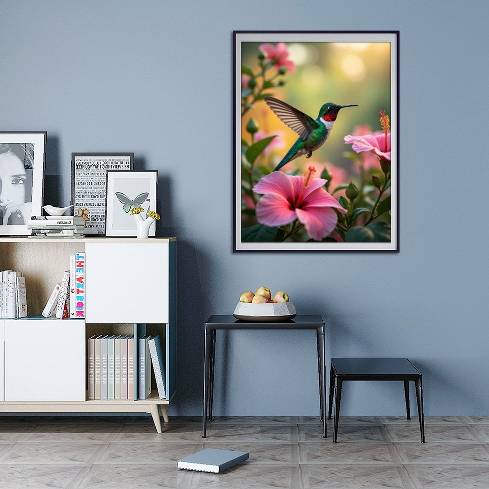 Diamond Art Kit for Adults, Hummingbird Among Pink Blossoms Diamond Painting for Adults Beginners, 5D DIY Diamond Art Painting Kits, Colorful Diamond Painting Craft for Home Decor 12x16