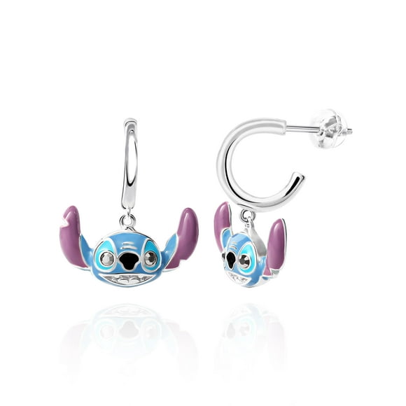 Pendientes Disney Stitch Hoop plateados chapados en destello para mujer