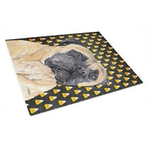 Caroline's Treasures Mastiff Candy Corn Halloween Portrait Glass Cutting Board Large