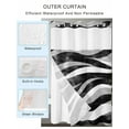 thumbnail image 2 of No Hook Cloth Fabric Shower Curtain with Snap in Liner, Black Waves Waterproof Shower Curtains Set with See Through Top Window, Ombre Sea Ripples Shabby Beach Bath Curtains Shower 72"x84", 2 of 6