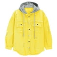 thumbnail image 4 of RXMEKW Womens Shirts Casual, Solid Color Denim Jacket with Detachable Hood, 4 of 9