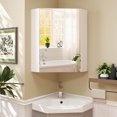 thumbnail image 2 of Costway 23.5" Wall Mounted Storage Organizer Corner Medicine Cabinet with Mirror White, 2 of 10
