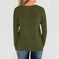 thumbnail image 3 of Womens Plain Tshirts Long Sleeve Going Out Tops for Women Fall Solid Color Button Blouses Business Casual Army Green M, 3 of 5