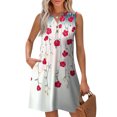 thumbnail image 2 of WTOBBY Women's Stylish Printed V-Neck Button Vest Sleeveless Dress with Pocket, Fashion Casual Floral Print for Summer, Comfortable and Lightweight for Outdoor Activities,Multicolor L, 2 of 5