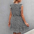 thumbnail image 4 of Vestido Floral Para Mujer, Vestido Con Manga Casquillo Con Volantes, Cuello En V, Transpirable, Respetuoso Con La Piel, Elegante Para El Verano ANGGREK Negro S, 4 of 5