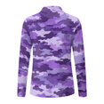 thumbnail image 5 of Xoenoiee Purple Camo Print Women's Long Sleeve Golf Polo Shirts V Neck Collared Workout Tops UV Protection Activewear Pullover Golf Apparel Quick Dry Blouses Athletic Tennis Tops, Size XS, 5 of 7