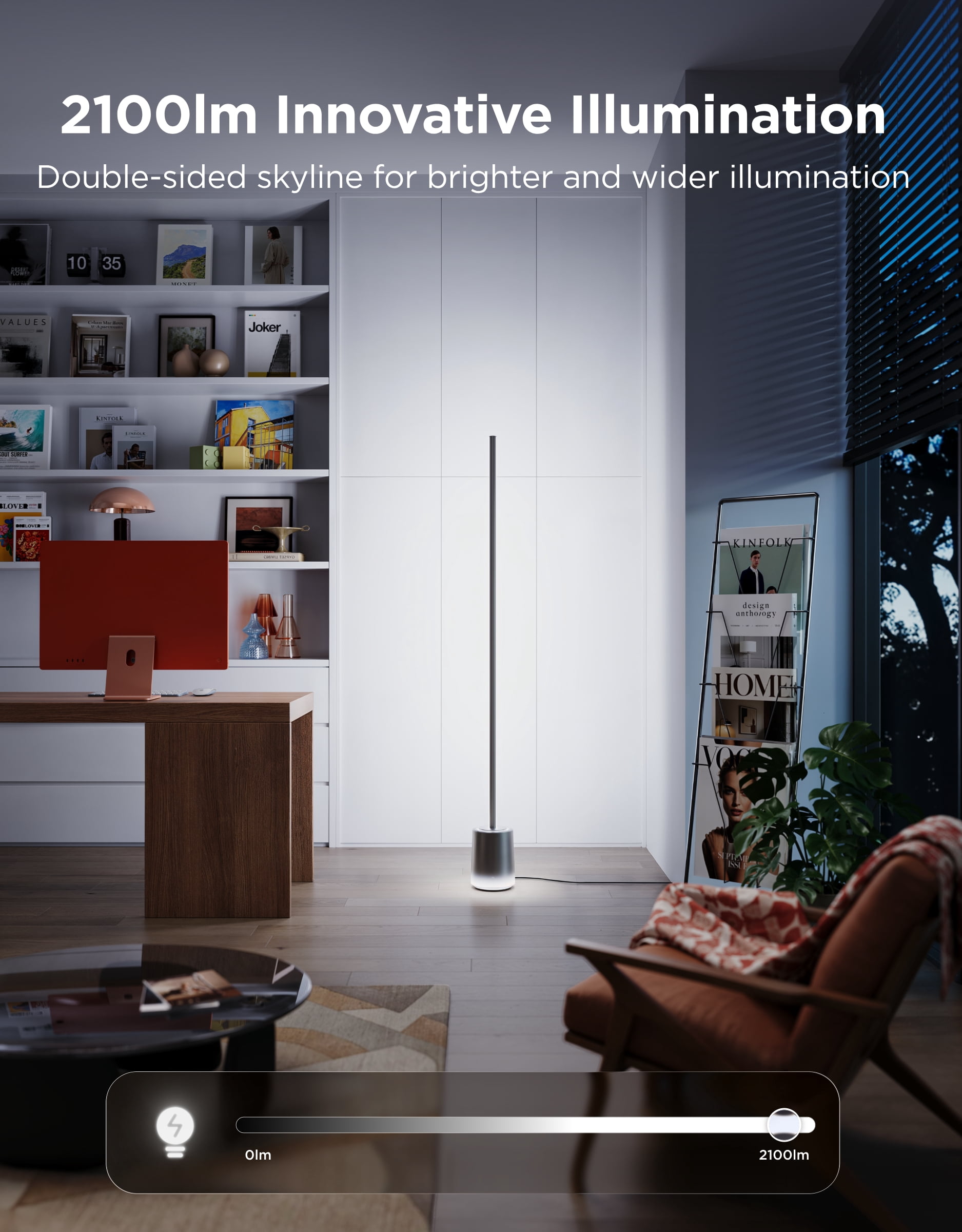 Govee Floor Lamp 3 with Luminblend+ Technology, 2100lm Standing Lamp, Work with Matter,1000K-10000K Modern Floor Lamps for Living Room, Bedroom, Office, Corner Lamp with Dynamic Scenes, DaySync