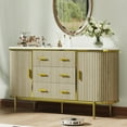 thumbnail image 1 of 59 Inch Farmhouse Fluted Sideboard Buffet, Large Credenza Media Console with 6 Drawers and 2 Sliding Doors for Living Room & Kitchen Storage, 1 of 9
