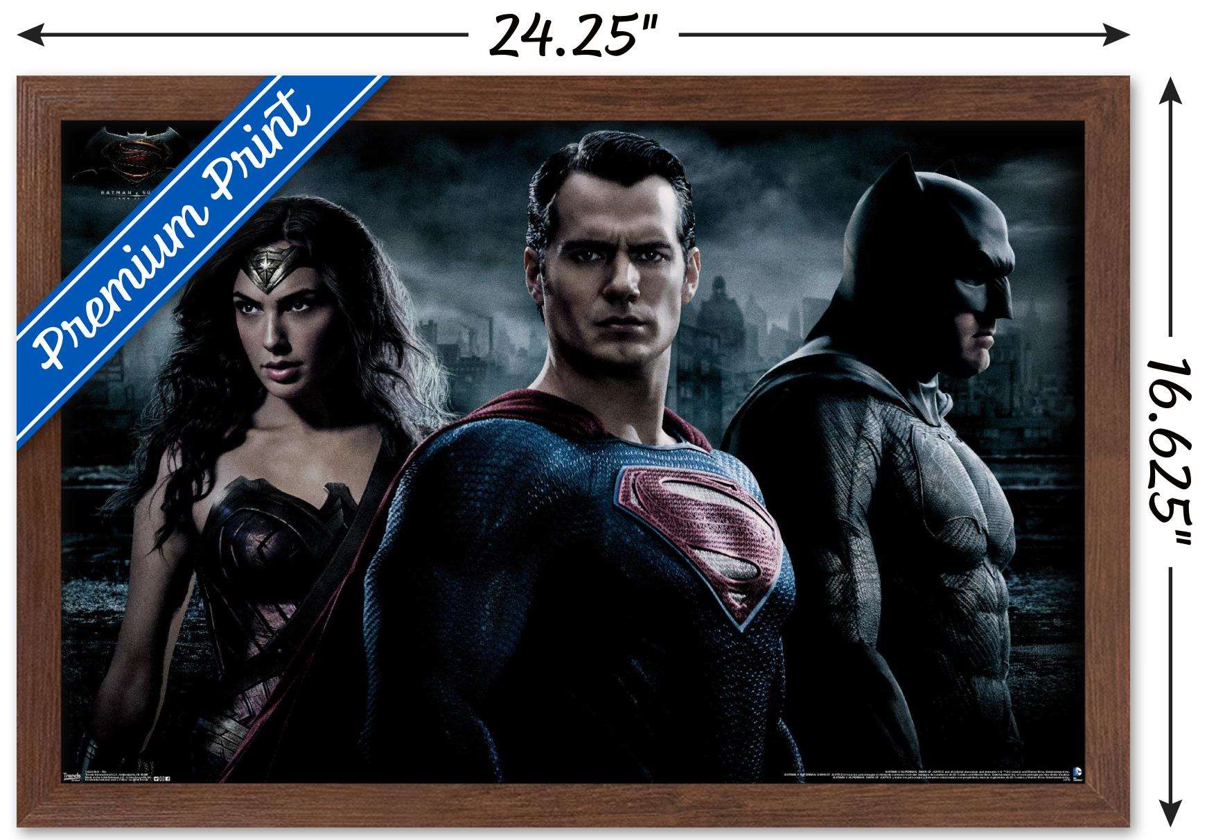 DC Comics Movie - Batman v Superman - Trio Wall Poster, 14.725" x 22.375", Framed