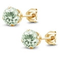 thumbnail image 3 of Gem Stone King 1.90 Cttw Green Prasiolite Stud Earrings for Women | 18K Yellow Gold Plated Silver | Round 6MM | Gemstone Birthstone | Fine Jewelry Gifts for Her Mom Women Wife, 3 of 5
