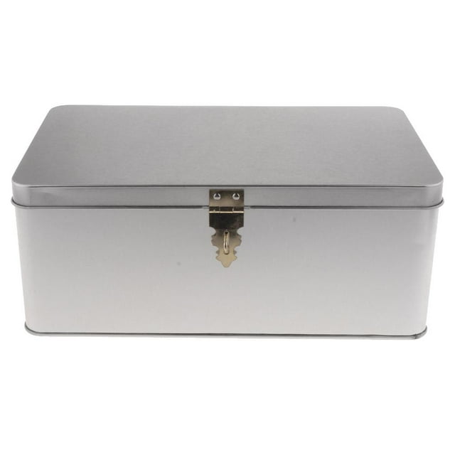 Abbracc 1Pcs Jewelry Storage Organizer Rectangular Metal Box Container with Lock Large