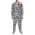 thumbnail image 3 of Naloa Tropical Leaves Men’s Pajamas Set - Long Sleeve Button Down Sleep Shirt and Pajama Bottoms Sleepwear Set-, 3 of 7
