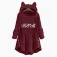 thumbnail image 2 of WREESH Womens Oversized Hoodies Cute Ear Hooded Fuzzy Fleece Sweatshirts Long Sleeve Printed Pullover Sided Button Tunic Tops Winter Soft Warm Coats with Pocket Wine, 2 of 4