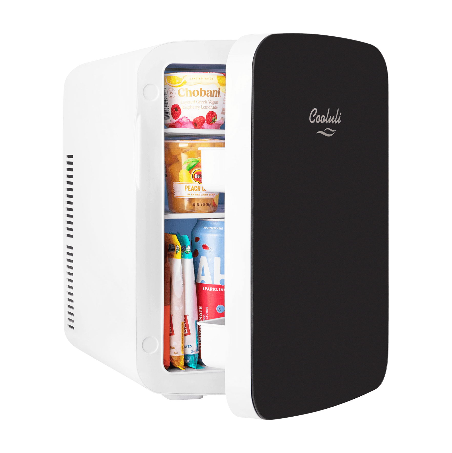 Cooluli Infinity Black 15 Liter Compact Portable Cooler Warmer Mini Fridge for Bedroom, Office, Dorm, Car - Great for Skincare & Cosmetics (110-240V/12V)