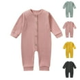 thumbnail image 5 of ZQUUVOU Unisex Newborn Baby Cotton Sleeper Solid Color Round Neck Long Sleeved Footless Jumpsuit One Piece Soft Cotton Sleepwear Dark Gray, 5 of 5