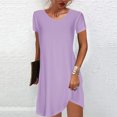 thumbnail image 2 of Babysbule Women's Dress 2024 Summer Fashion Womens Casual Loose Solid Round Neck Short Sleeve Comfy Womens Dresses, 2 of 5
